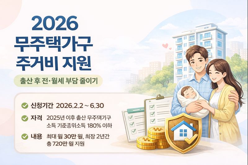 2026 자녀출산 무주택가구 주거비 지원