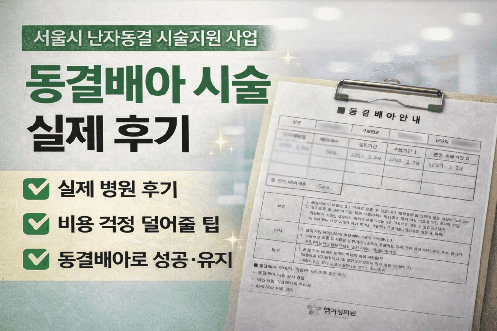 서울시 난자동결 시술지원 사업 동결배아 시술 실제 후기