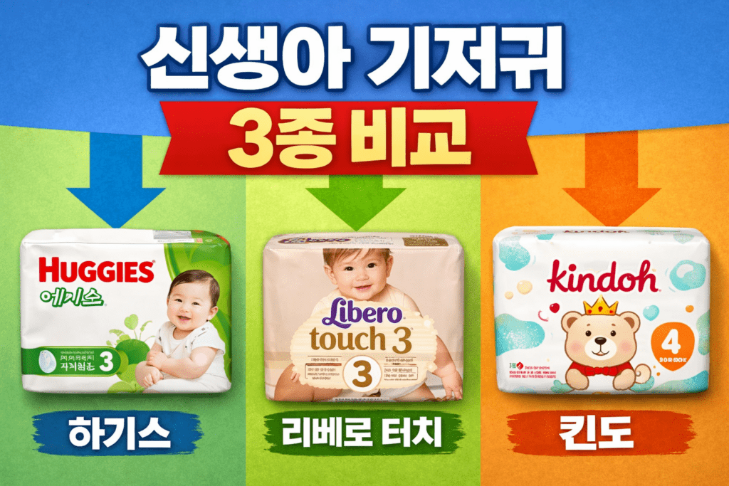 신생아 기저귀 3종 비교 하기스 리베로 터치 킨도 후기