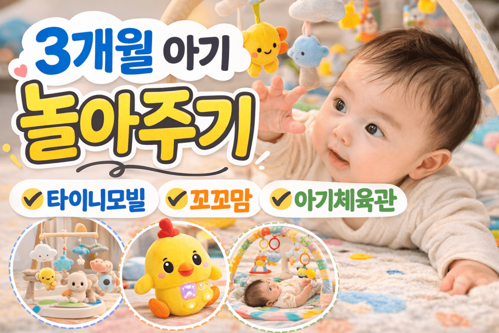 3개월 아기 놀아주기 방법과 타이니모빌 아기체육관 장난감 반응