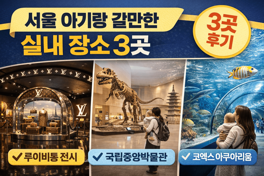 서울 아기랑 실내 장소 추천 코엑스 아쿠아리움 국립중앙박물관 루이비통 전시 후기